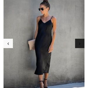 NWT Vici Black Satin Midi Maxi Slip Dress L